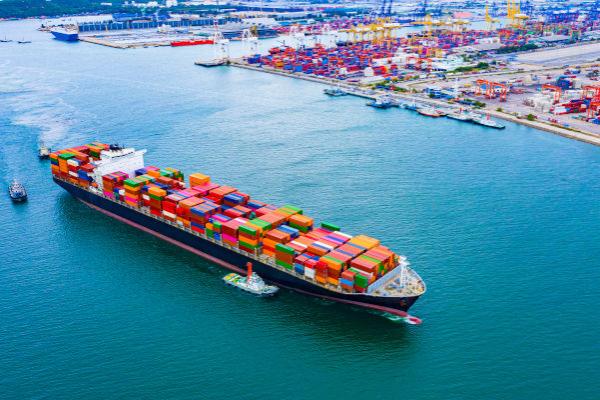 Container ship with cargo in Asia